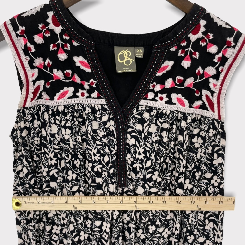 Anthropologie One September Austin Floral Embroidered Top Size XS - Picture 6 of 9